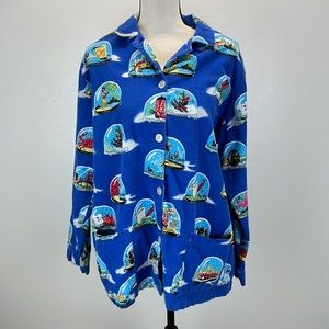 ⭐️Nick & Nora States Snow Globe Souvenir Pajama Top size XL